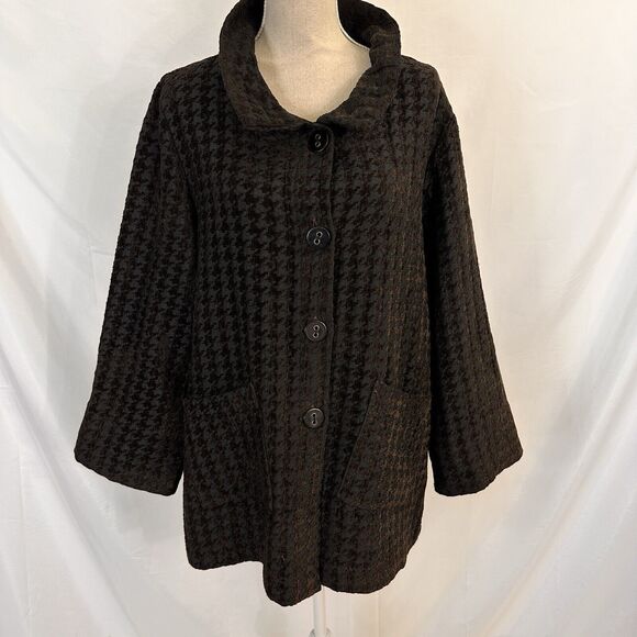 Habitat Jackets & Blazers - Habitat  Brown Houndstooth Swing Jacket size Large Womens